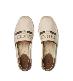 Gucci Logo Canvas Espadrilles in White