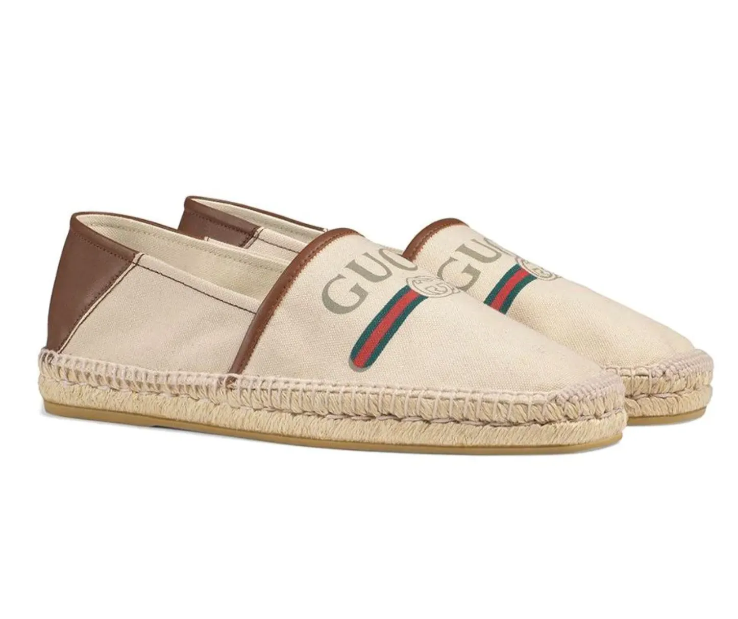 Gucci Logo Canvas Espadrilles in White