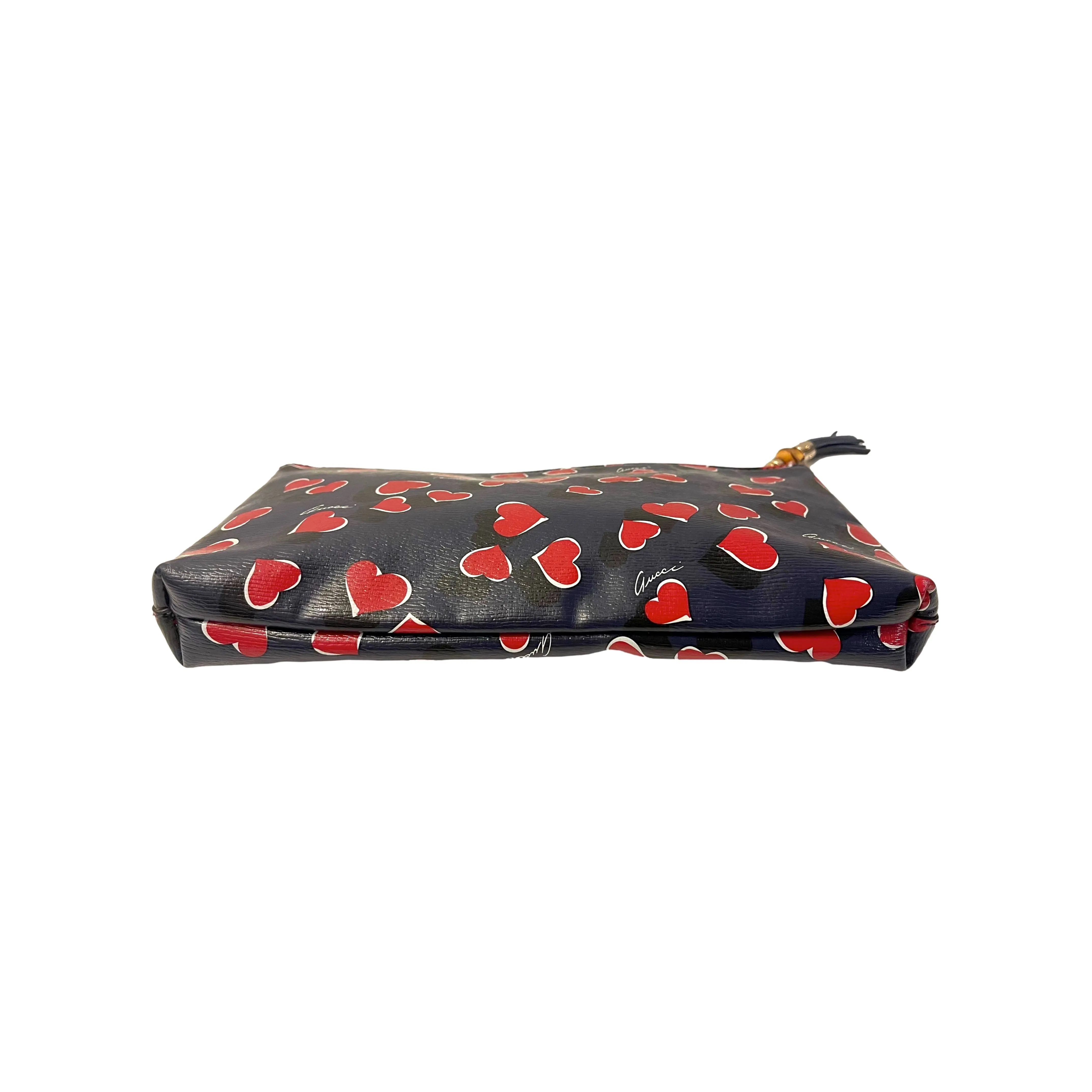 Gucci Navy Heart Bamboo Clutch