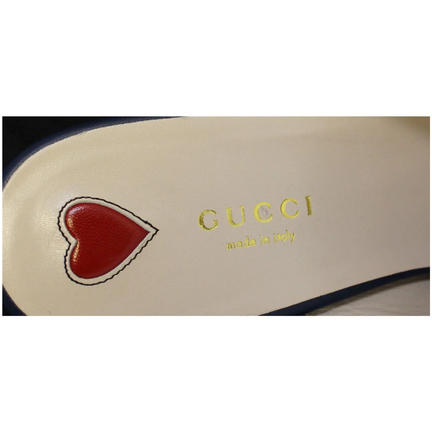 GUCCI Princetown Gucci Ghost Print Flats Navy Blue US 9.5