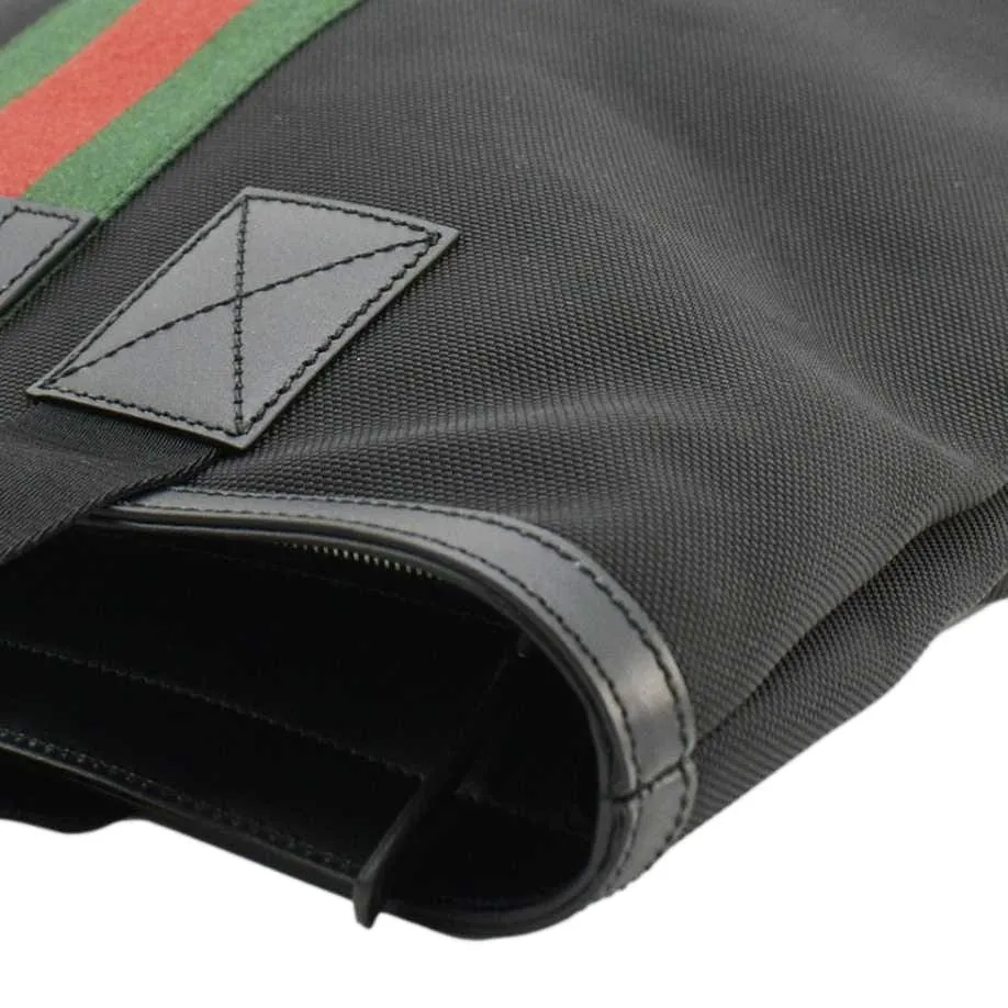 GUCCI Vertical Web Stripe Techno Canvas Tote Bag Black 631245