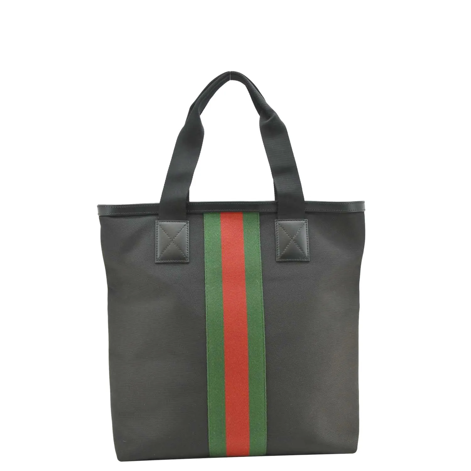 GUCCI Vertical Web Stripe Techno Canvas Tote Bag Black 631245