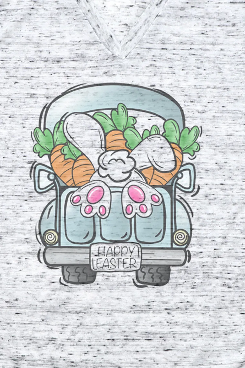 Happy Easter Cottontail Truck Unisex V-Neck Tee