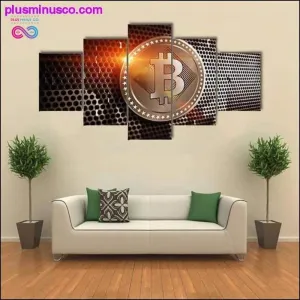 HD Printed 5 Piece/Pcs Bitcoin Sheet Metal Modern Painting