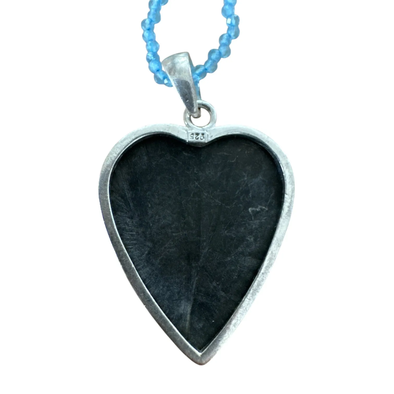 HEART Abalone & Blue Quartz Pendant Necklace