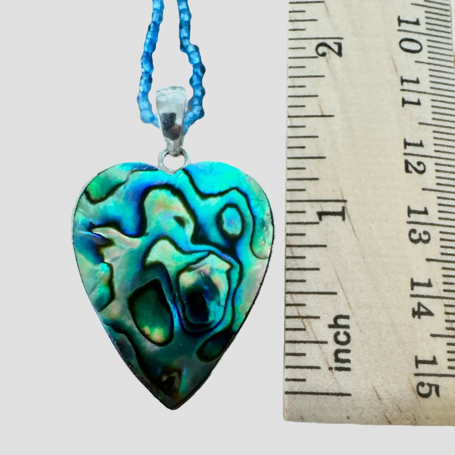 HEART Abalone & Blue Quartz Pendant Necklace