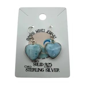 HEART Larimar Solid 925 Sterling Silver Earrings