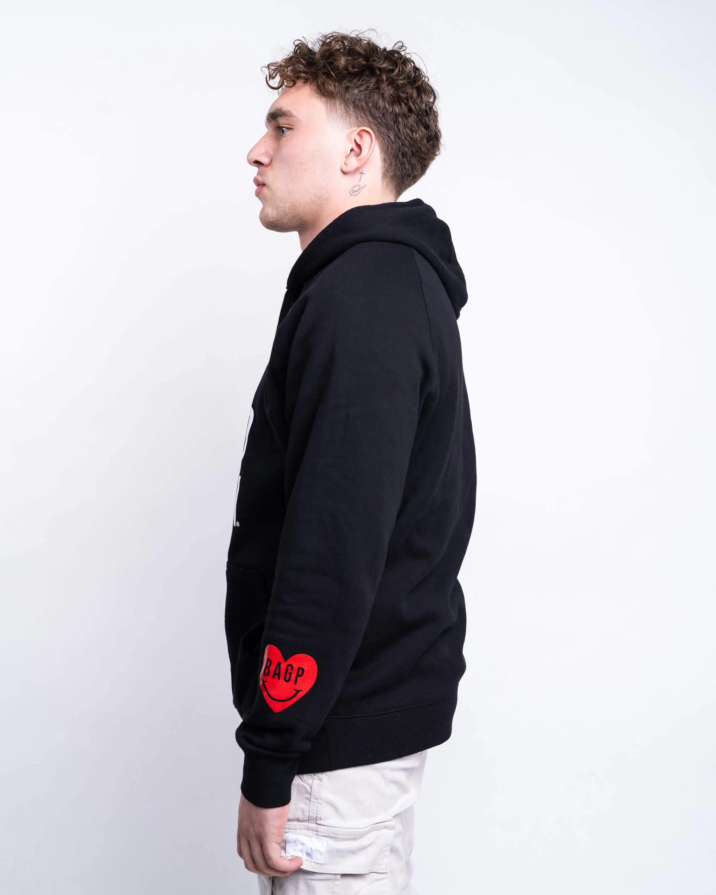 Heart On Your Sleeve Lightweight Hoodie - Black