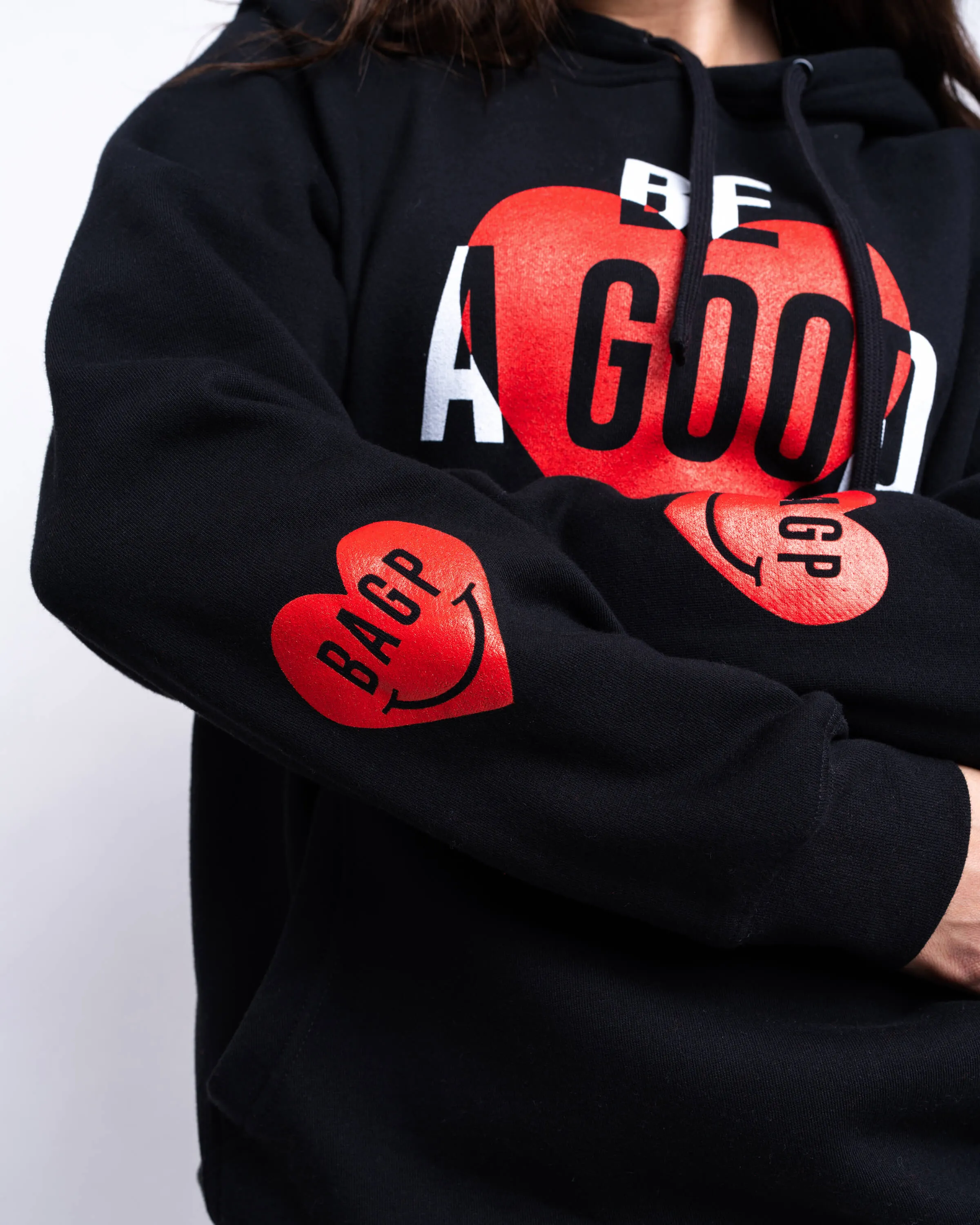 Heart On Your Sleeve Lightweight Hoodie - Black