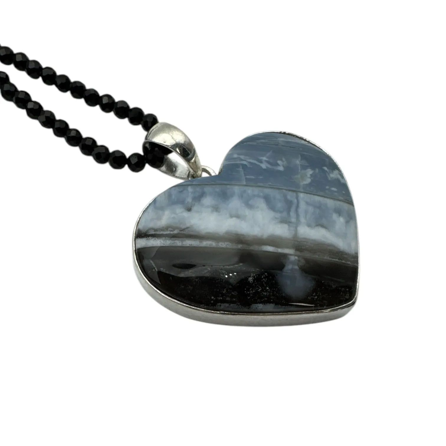 HEART Owyhee Opal Solid 925 Sterling Silver Pendant Necklace
