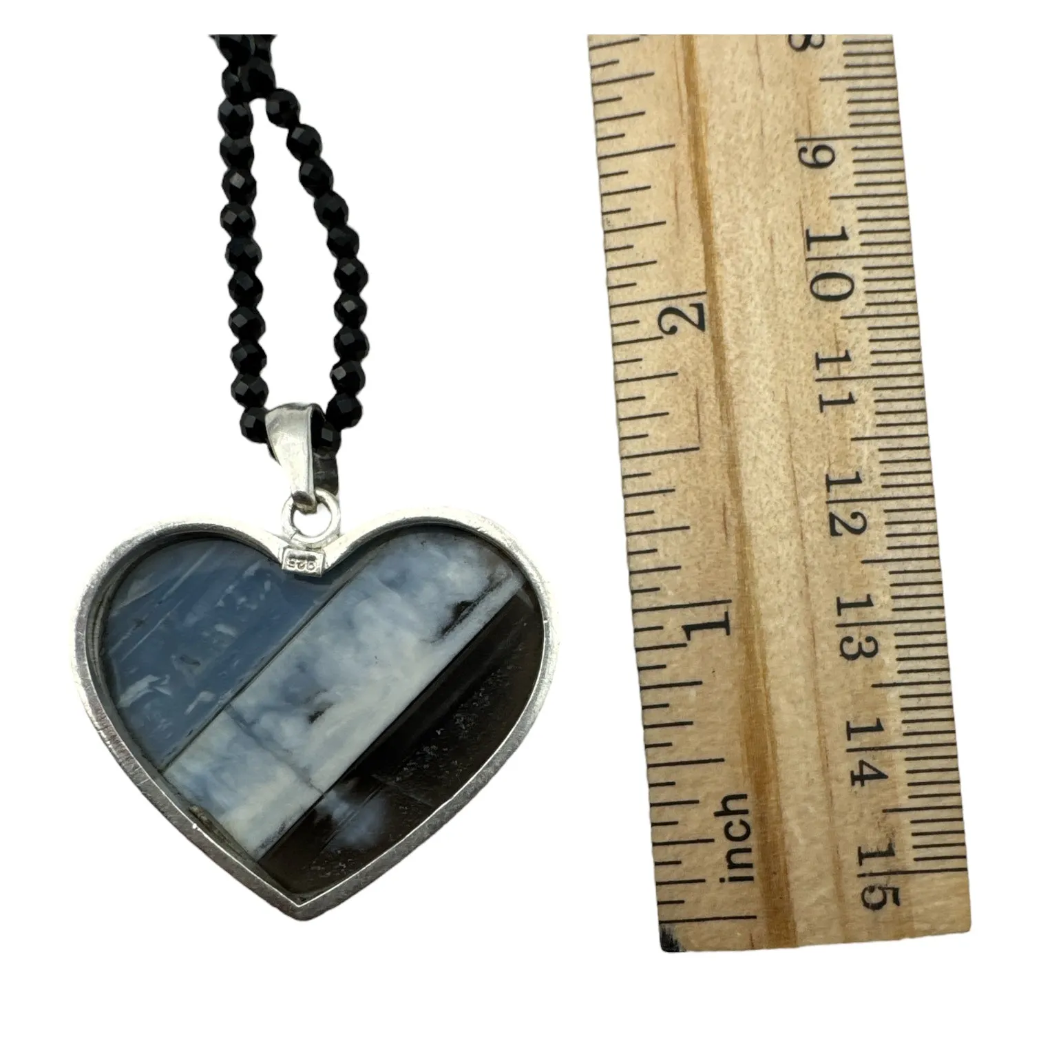 HEART Owyhee Opal Solid 925 Sterling Silver Pendant Necklace