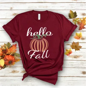 Hello Fall Pumpkin Bella Canvas 3001 Tee