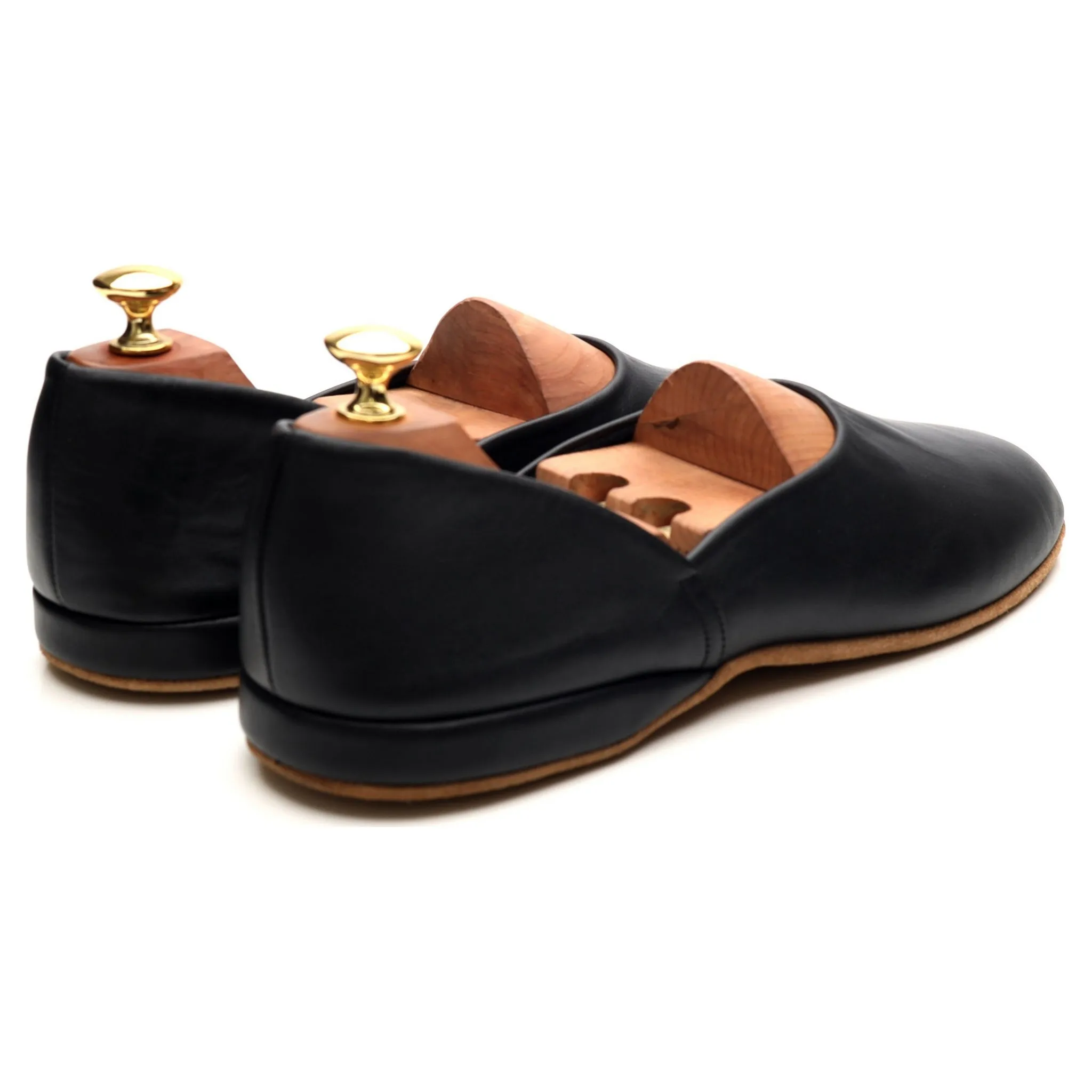 'Hermes 03' Black Leather Slippers UK 9 F