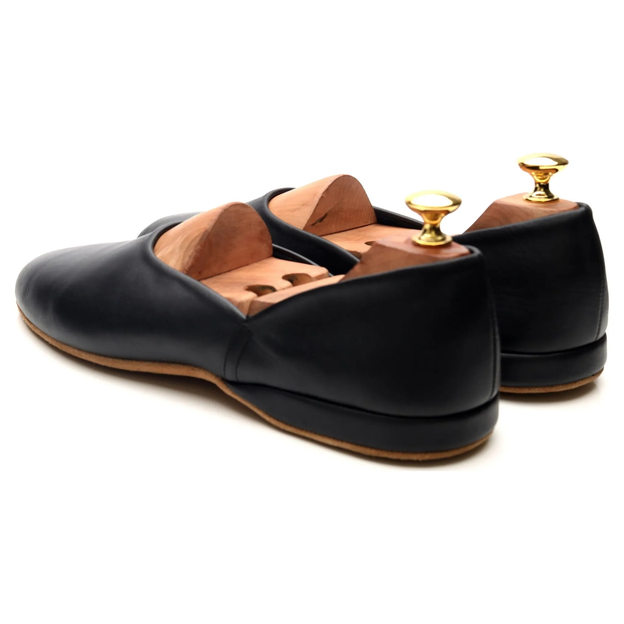 'Hermes 03' Black Leather Slippers UK 9 F