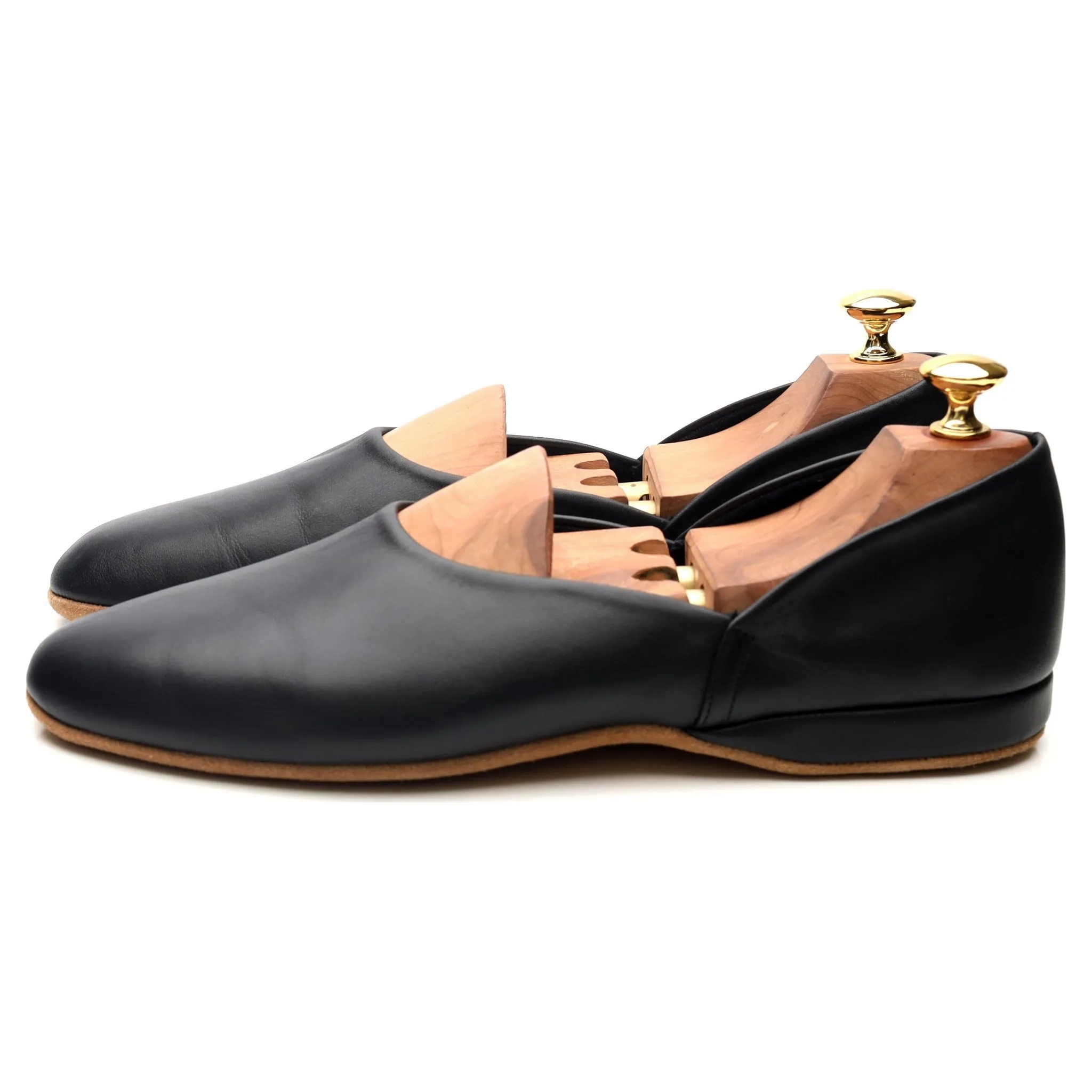 'Hermes 03' Black Leather Slippers UK 9 F
