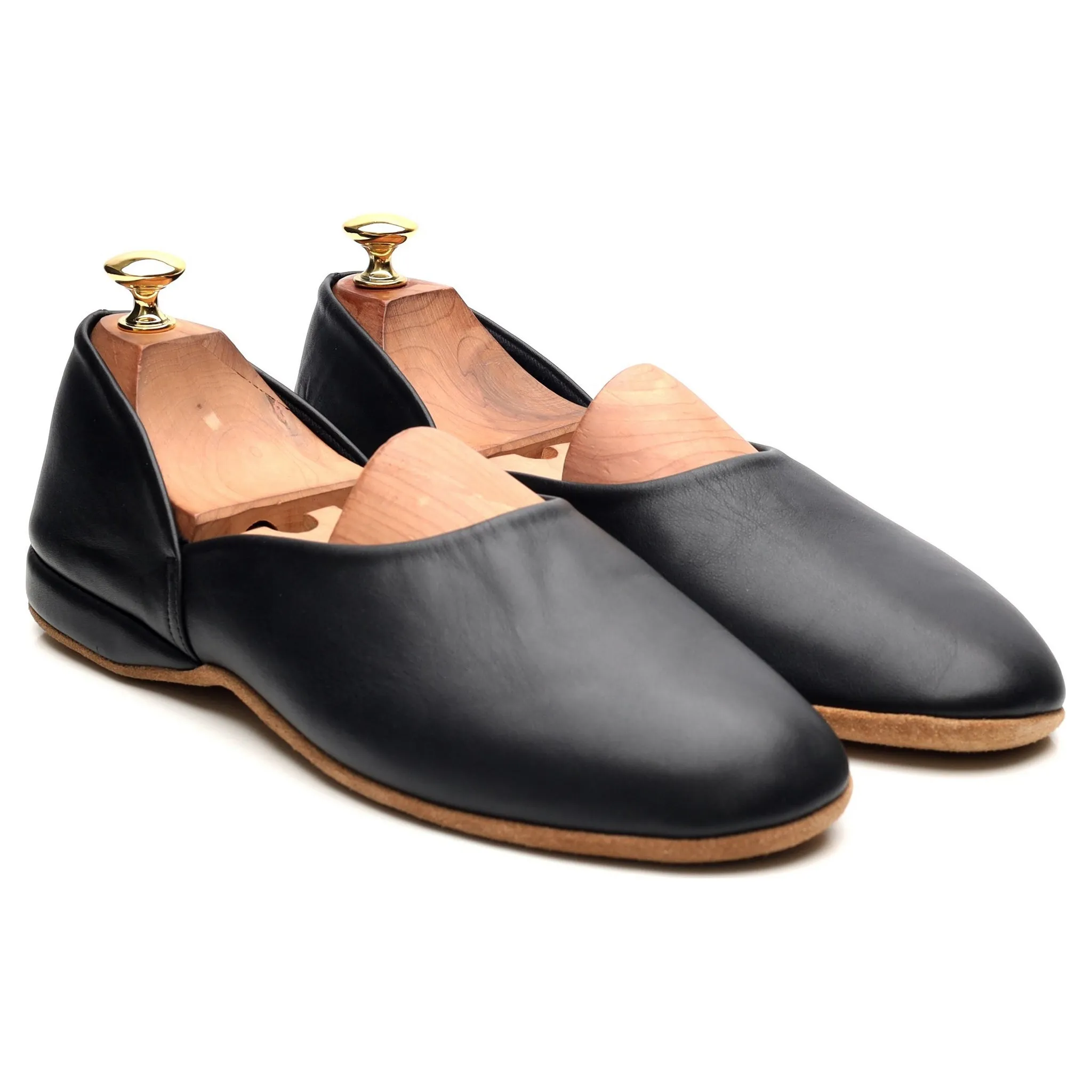 'Hermes 03' Black Leather Slippers UK 9 F