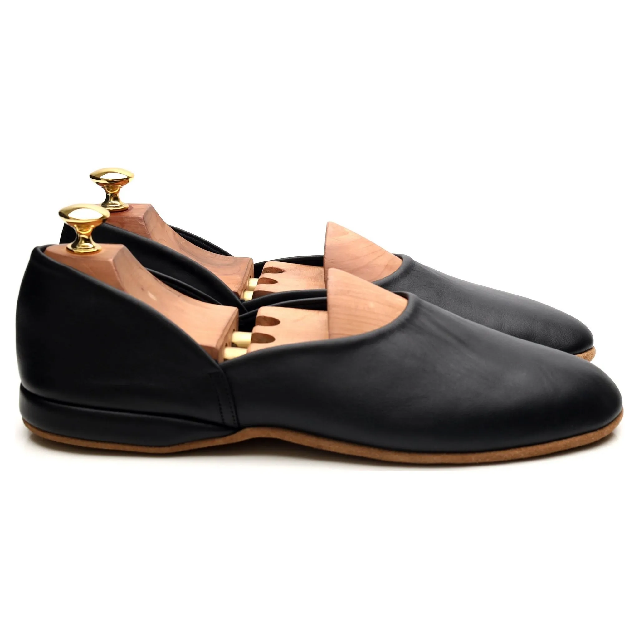 'Hermes 03' Black Leather Slippers UK 9 F