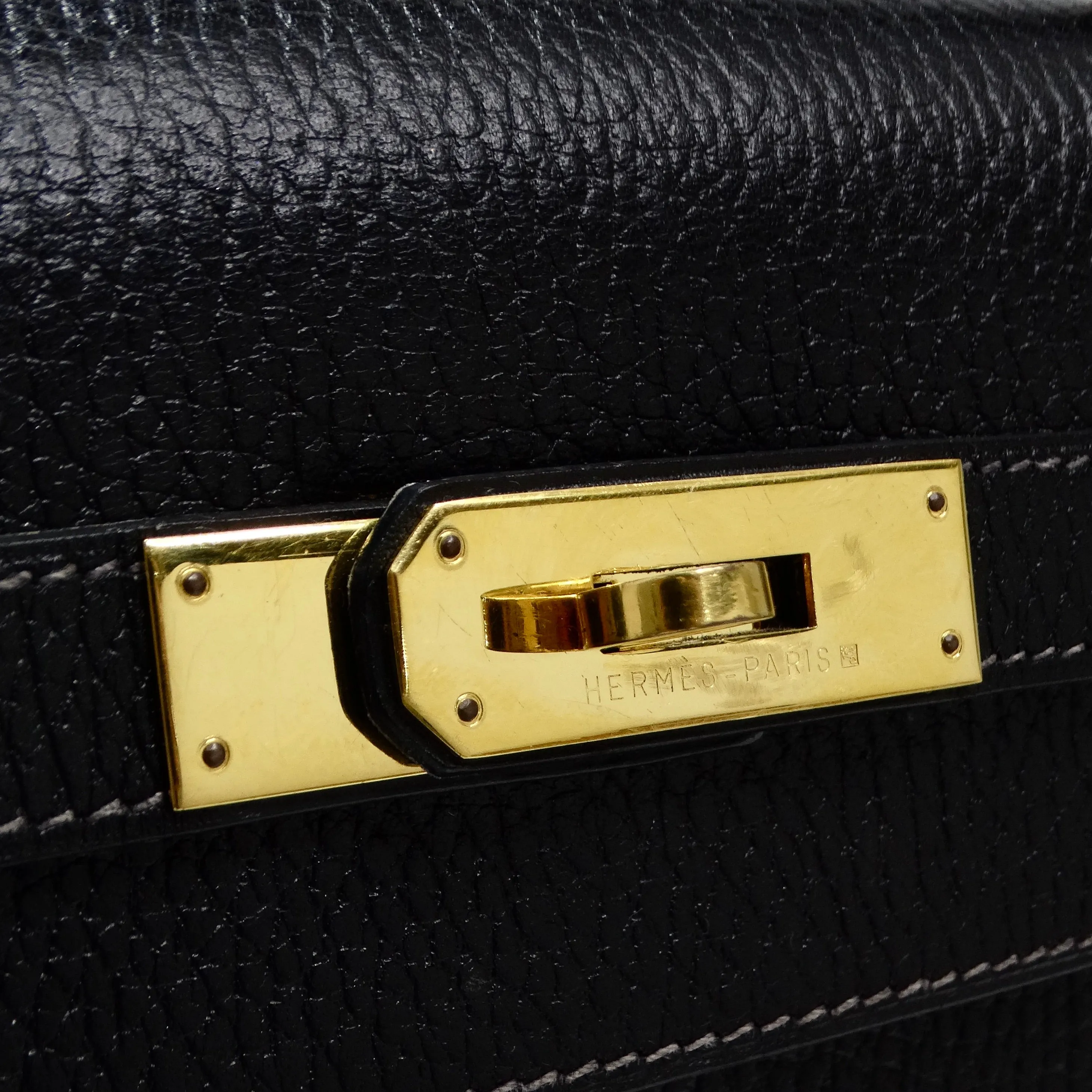 Hermes Kelly 1993 Black Ardennes Leather 32 Cm
