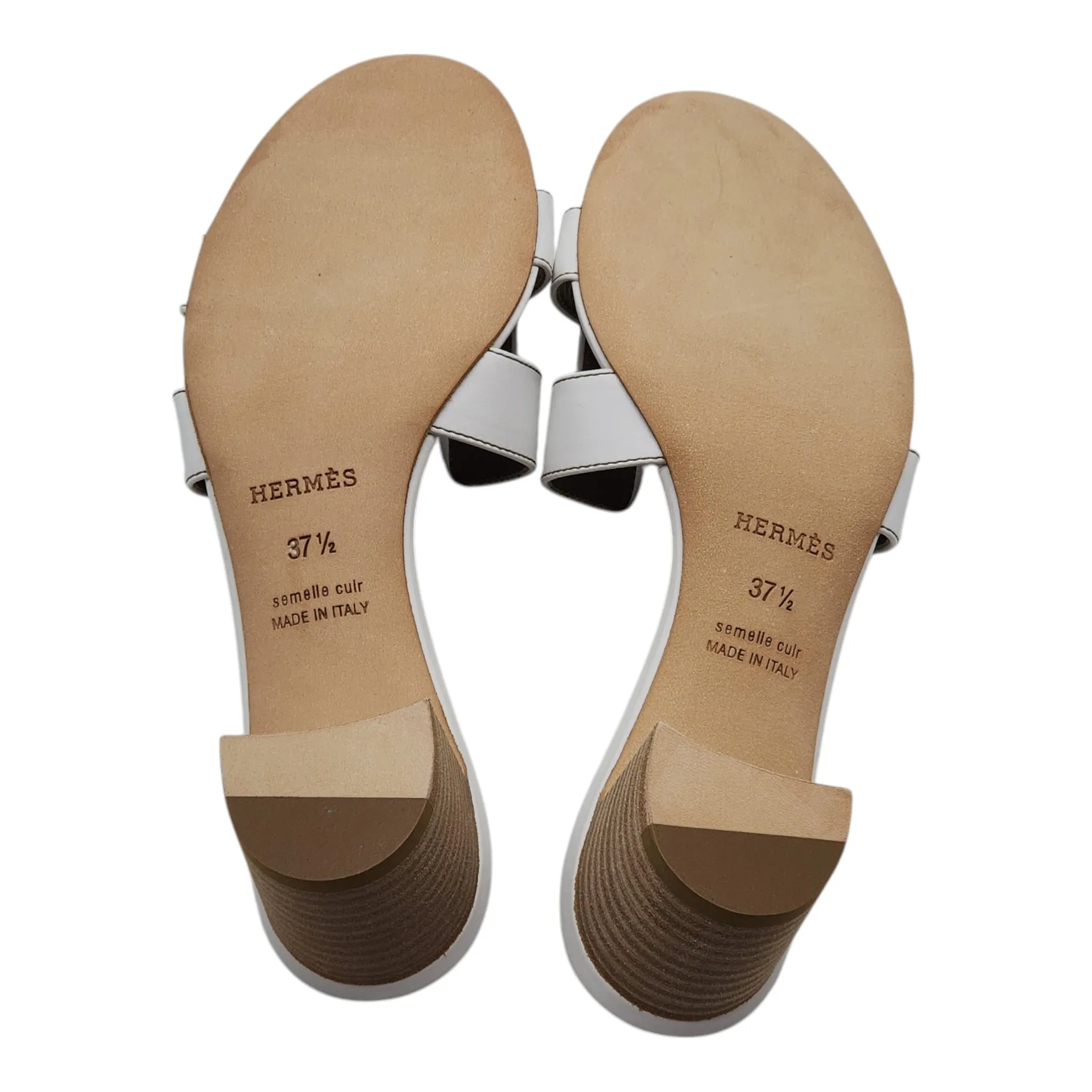 Hermes Oasis Sandals - Leather - White 37.5