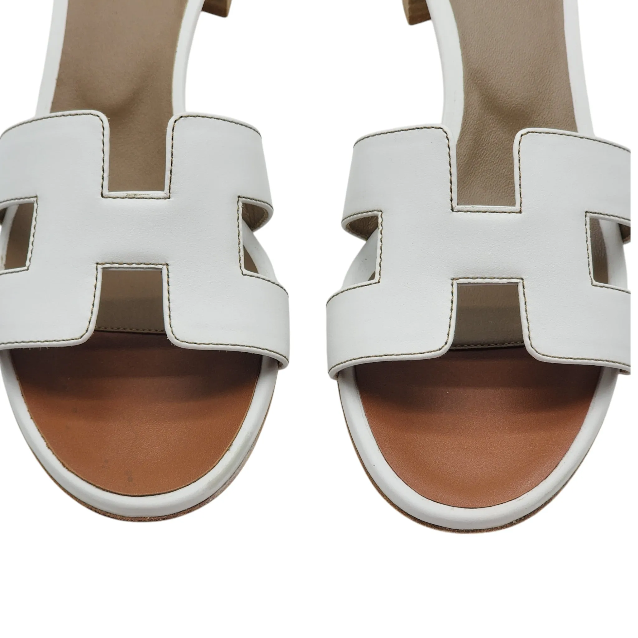 Hermes Oasis Sandals - Leather - White 37.5
