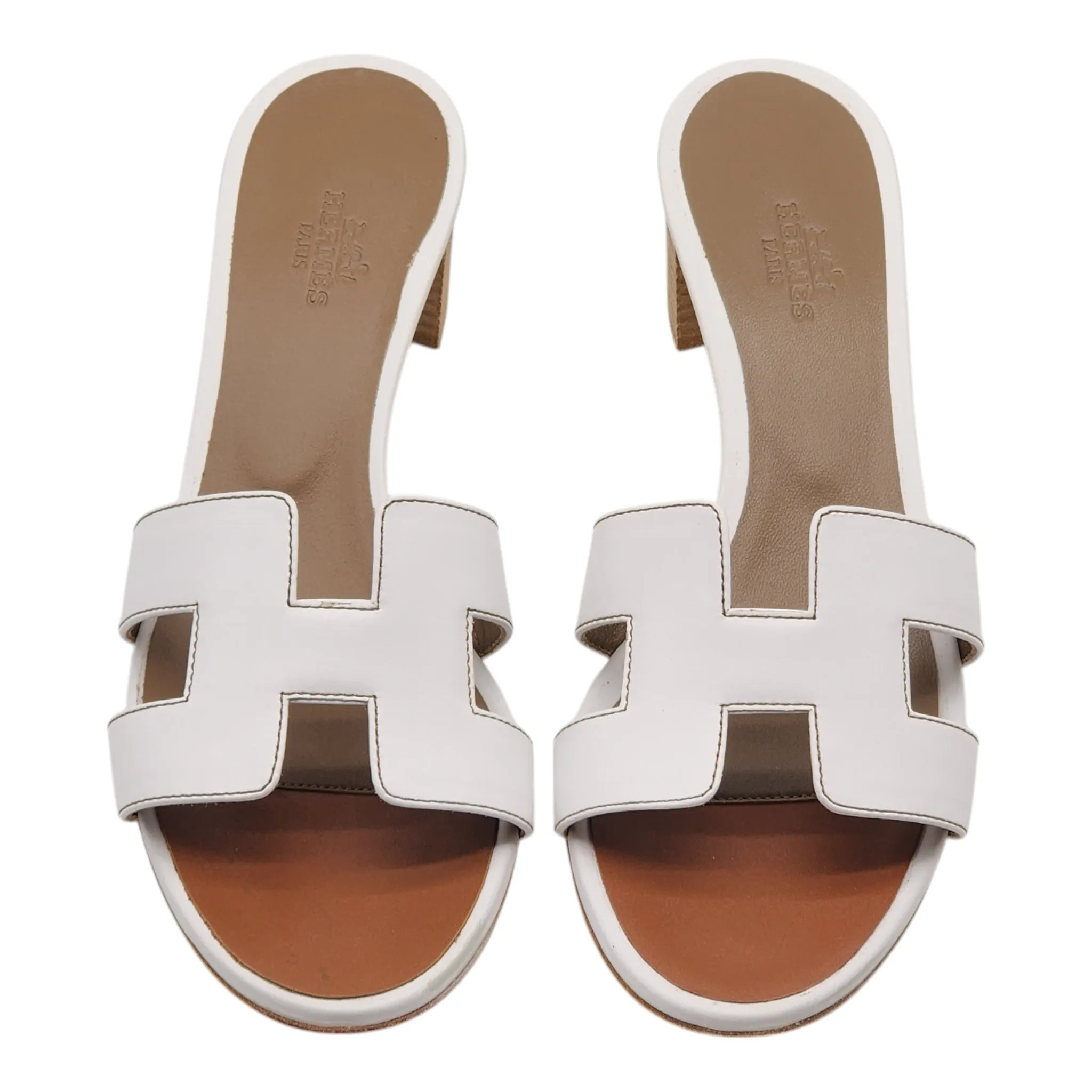 Hermes Oasis Sandals - Leather - White 37.5