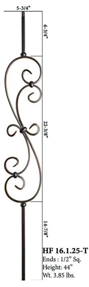 HF 16.1.25-T Large Spiral Scroll Hollow Iron Baluster