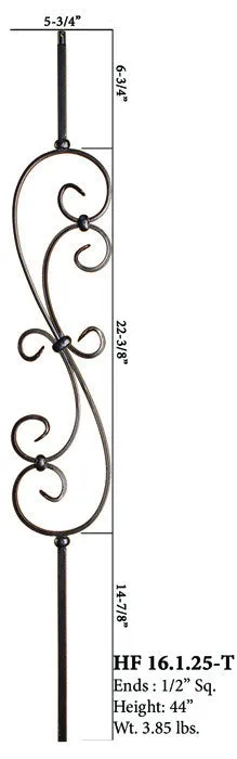 HF 16.1.25-T Large Spiral Scroll Hollow Iron Baluster