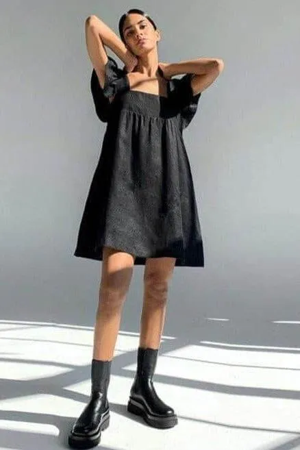 High waist ruffle dress