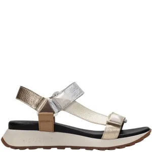 Hispanitas Metallic Leather Velcro Strap Sandals