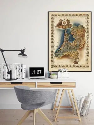 Historical Map of Holland| Poster Vintage