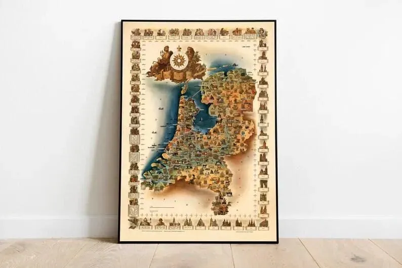 Historical Map of Holland| Poster Vintage