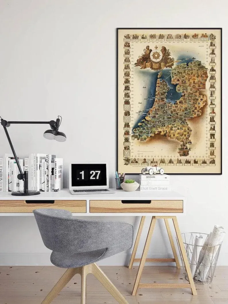 Historical Map of Holland| Poster Vintage