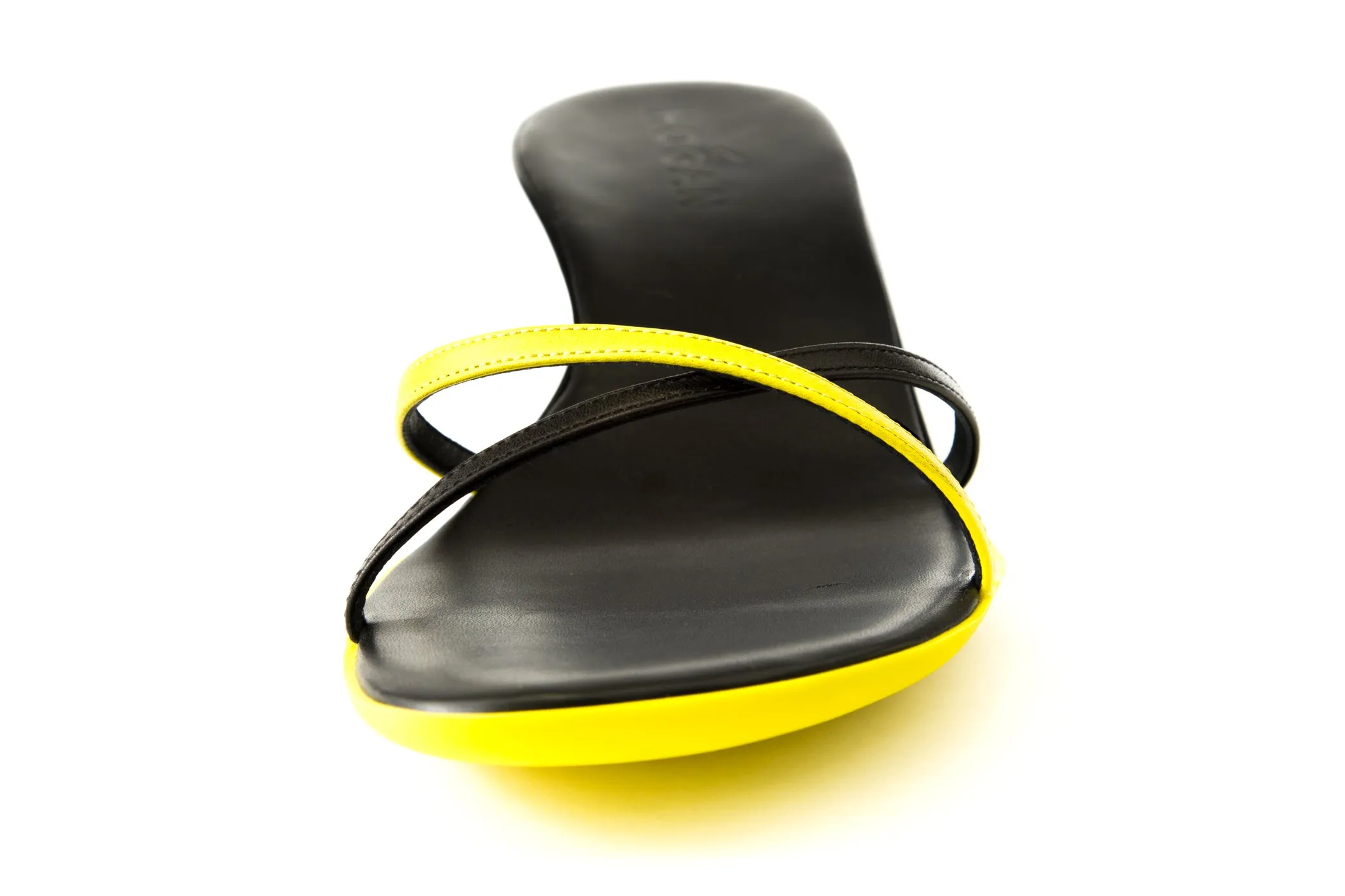 Hogan by TOD'S Slick Crossed Bands Shoes Black/Yellow