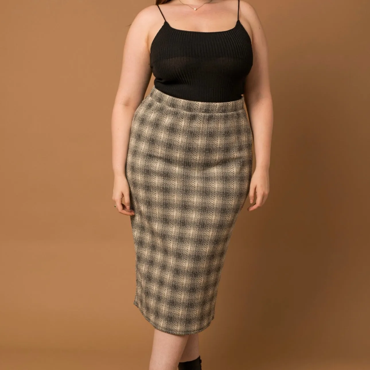 Holiday Social Plaid Midi Skirt
