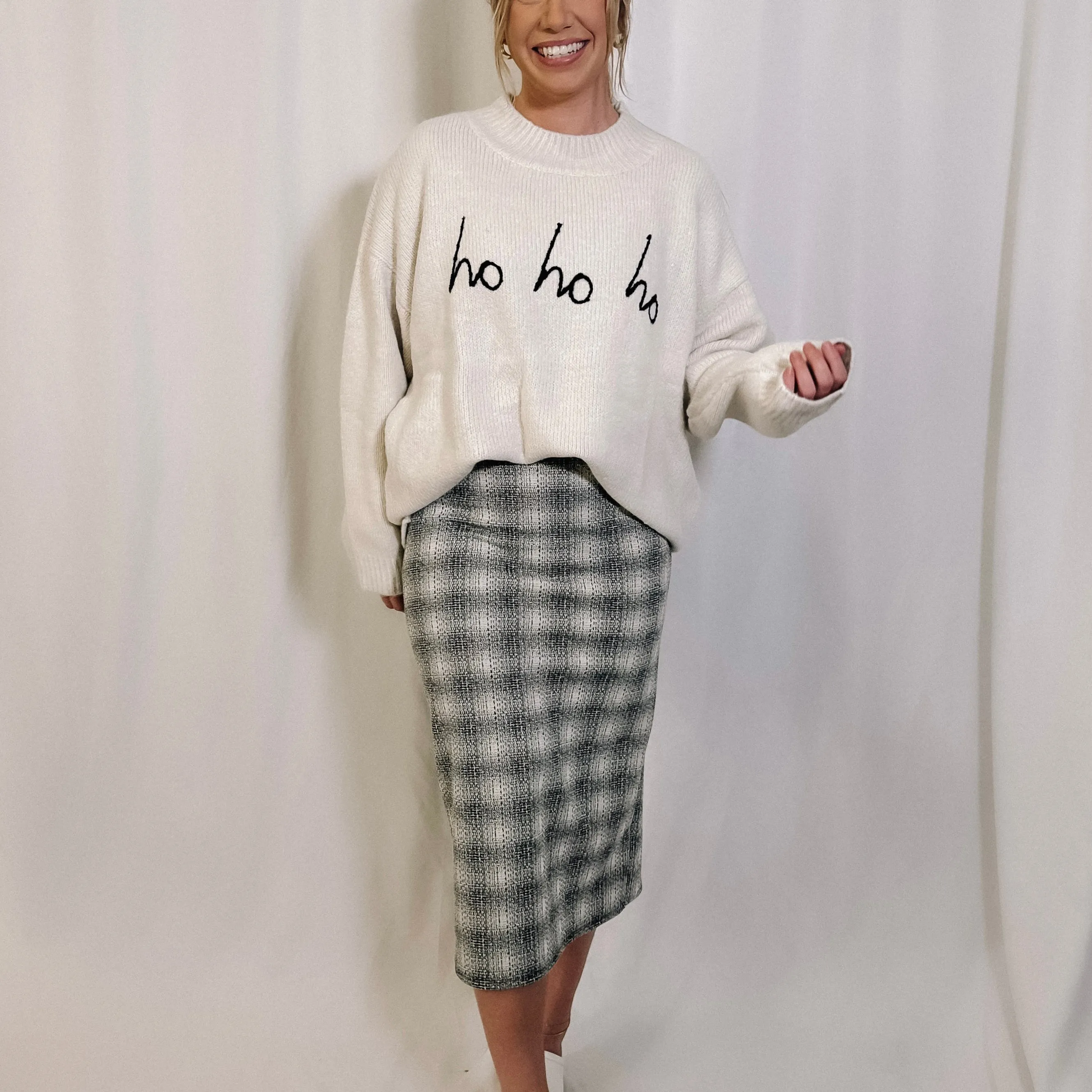 Holiday Social Plaid Midi Skirt