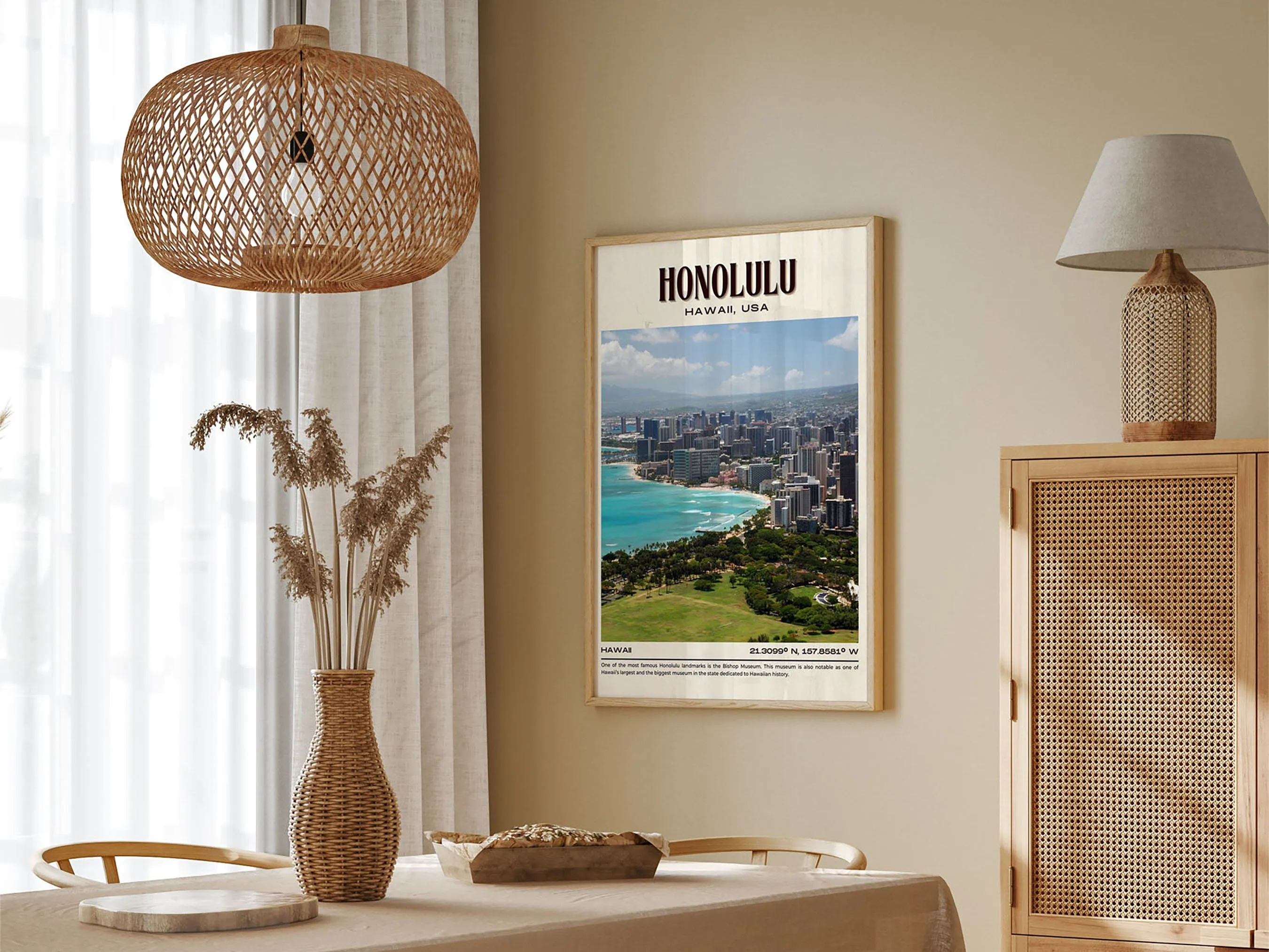 Honolulu Vintage Wall Art, Hawaii, USA