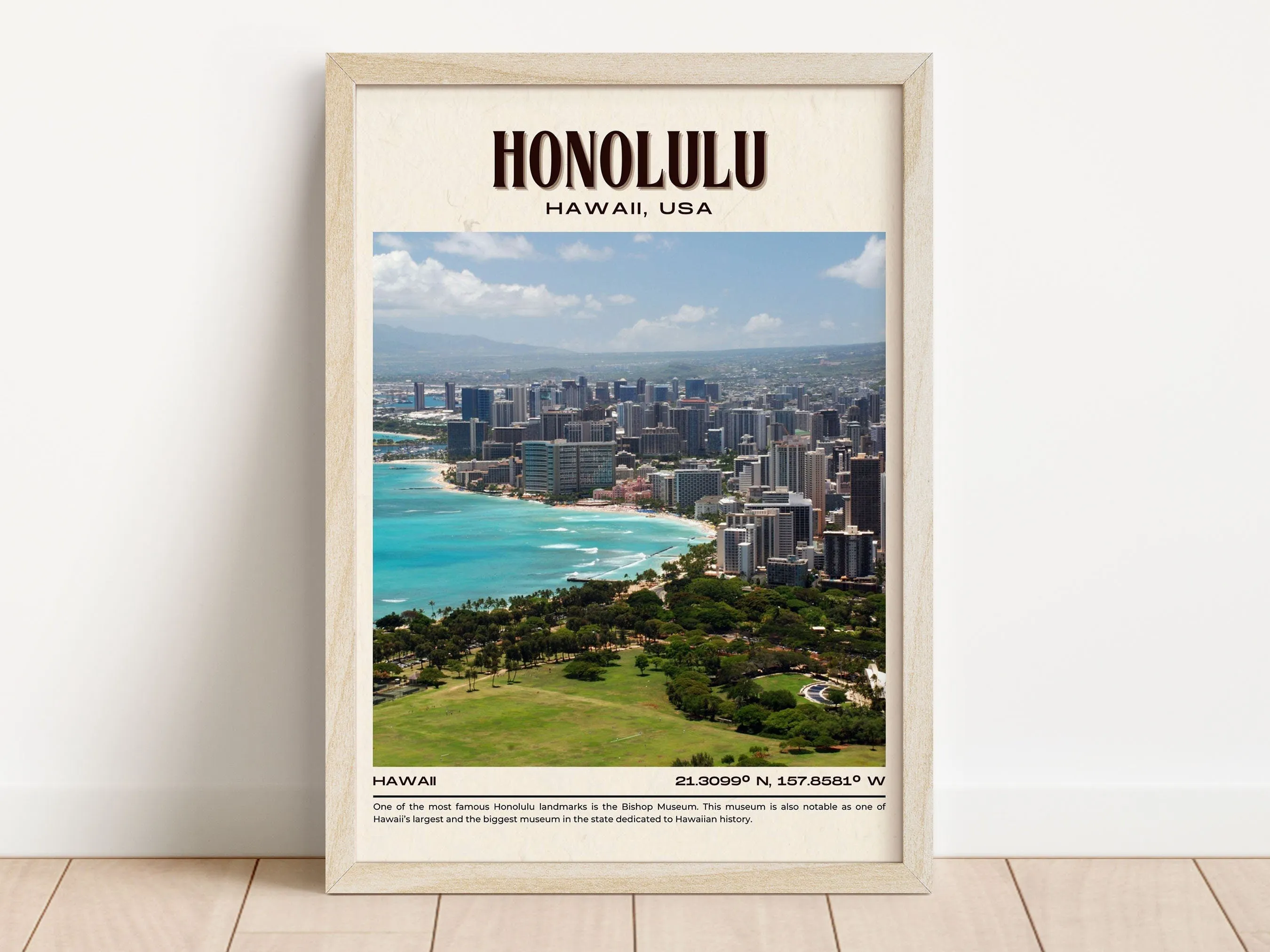 Honolulu Vintage Wall Art, Hawaii, USA
