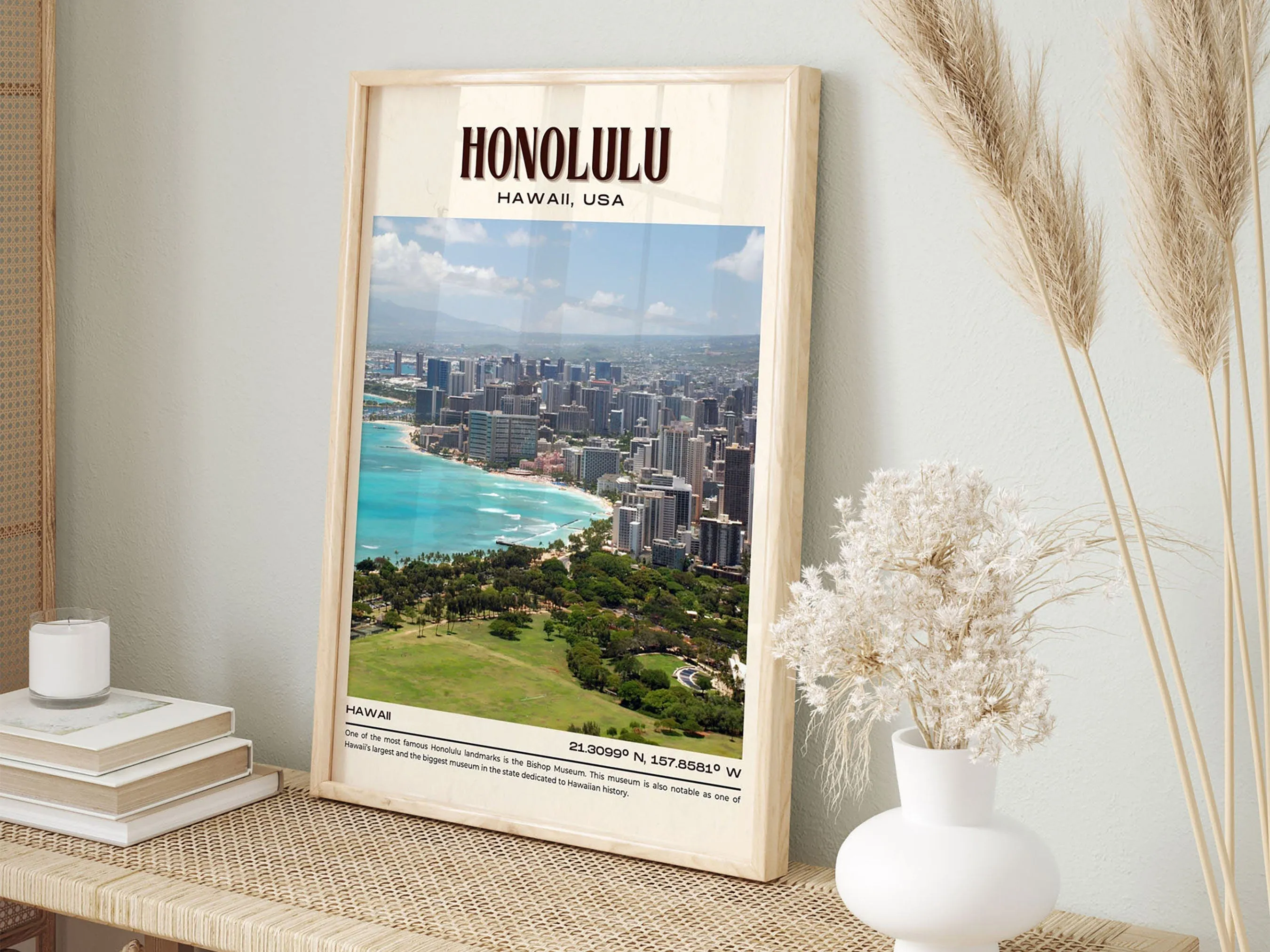 Honolulu Vintage Wall Art, Hawaii, USA