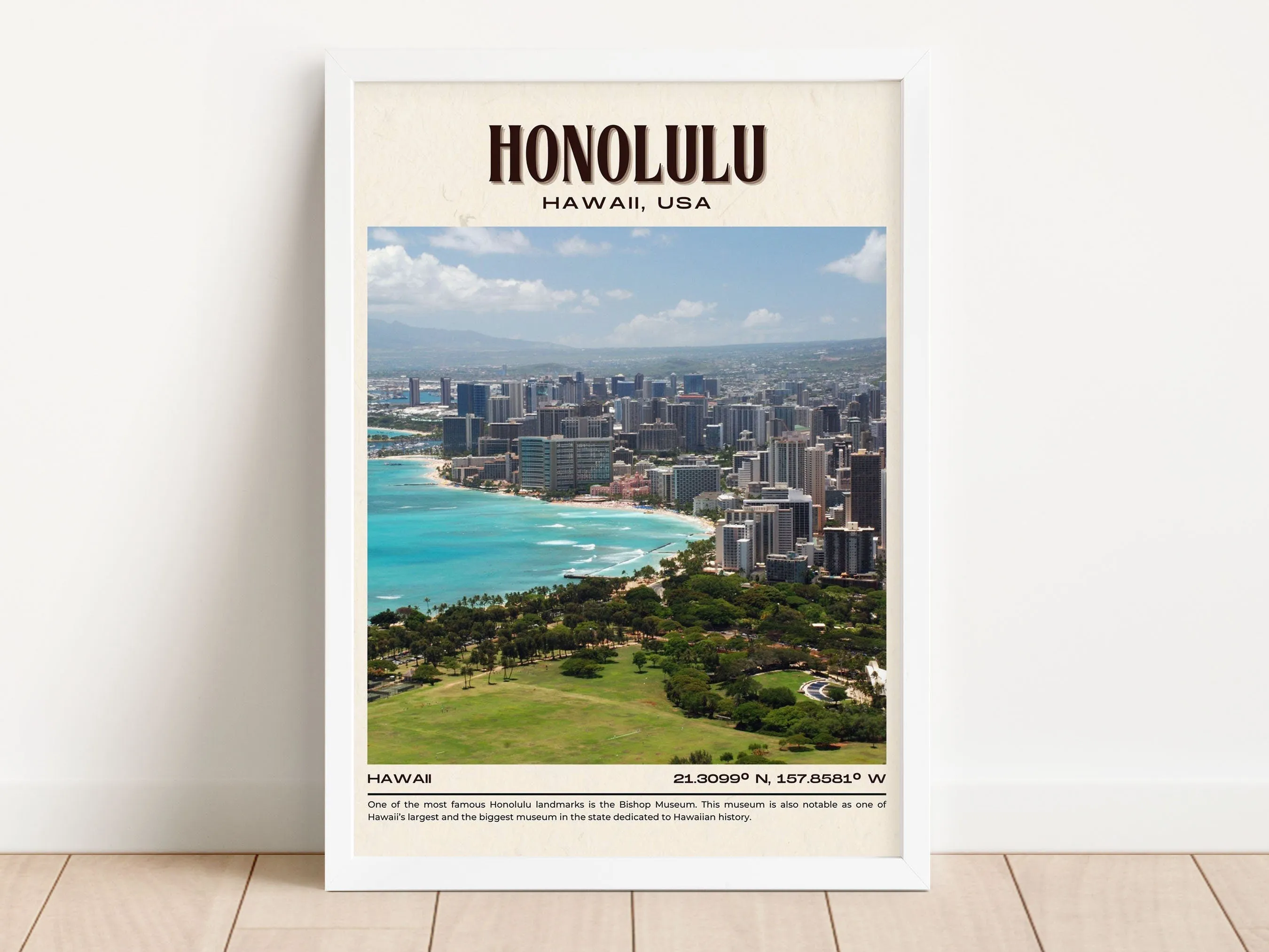 Honolulu Vintage Wall Art, Hawaii, USA