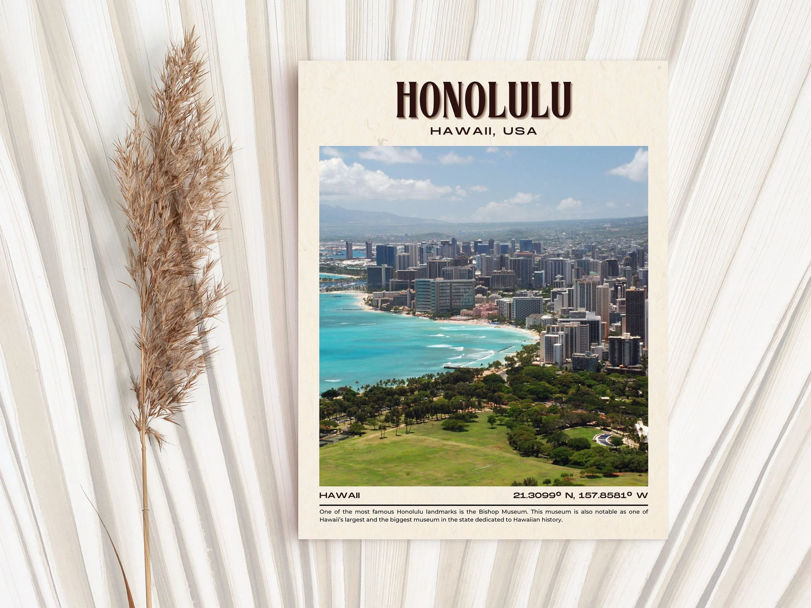 Honolulu Vintage Wall Art, Hawaii, USA