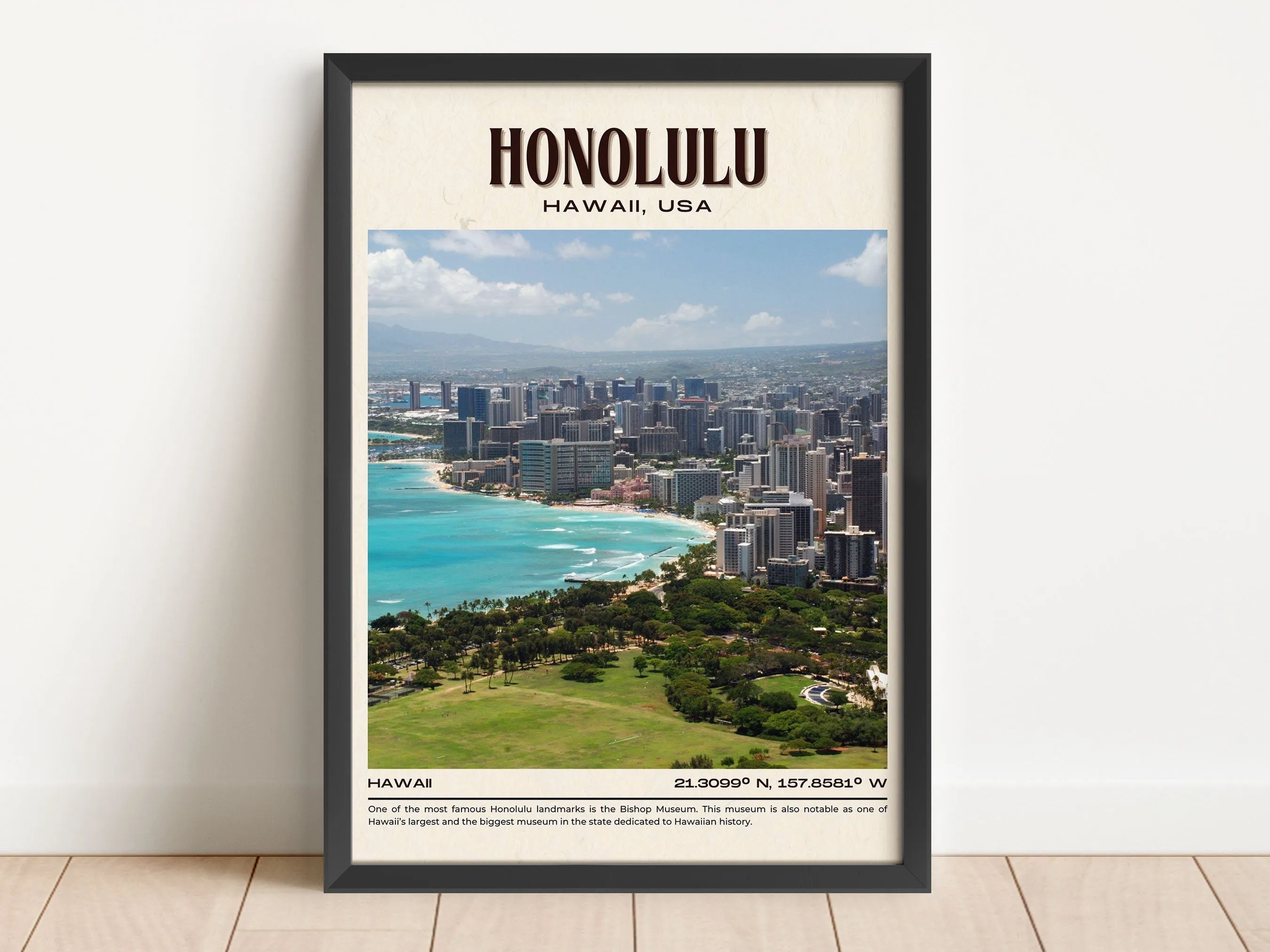 Honolulu Vintage Wall Art, Hawaii, USA