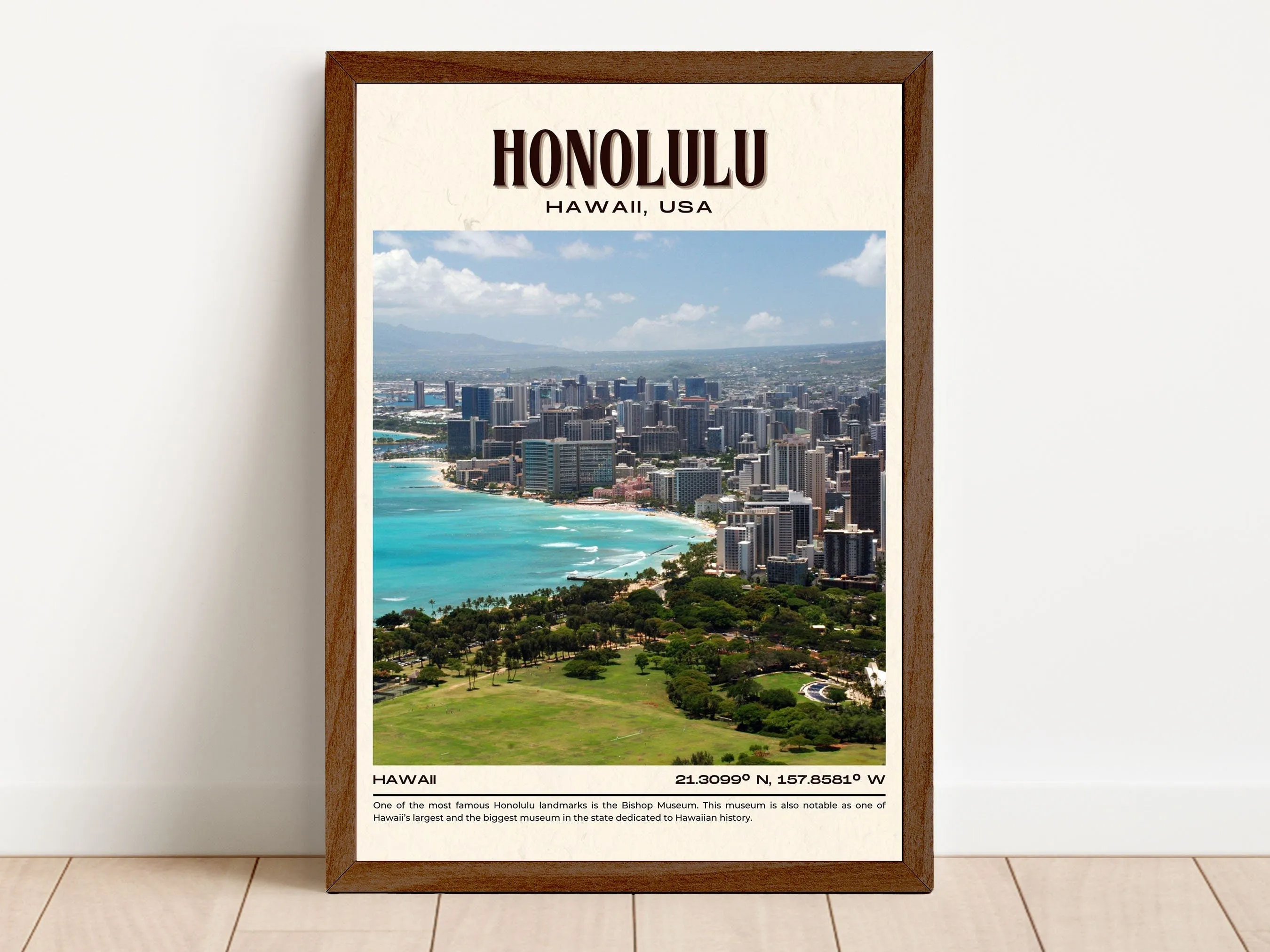 Honolulu Vintage Wall Art, Hawaii, USA