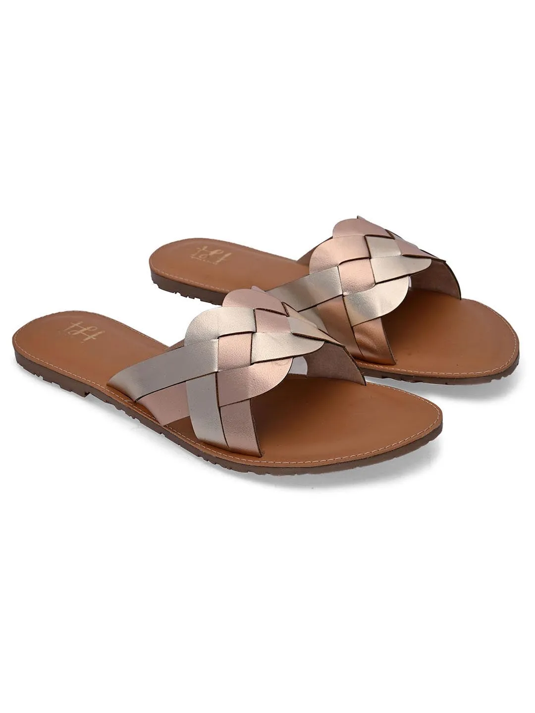 Hydes N Hues Women Pink Colourblocked Open Toe Flats