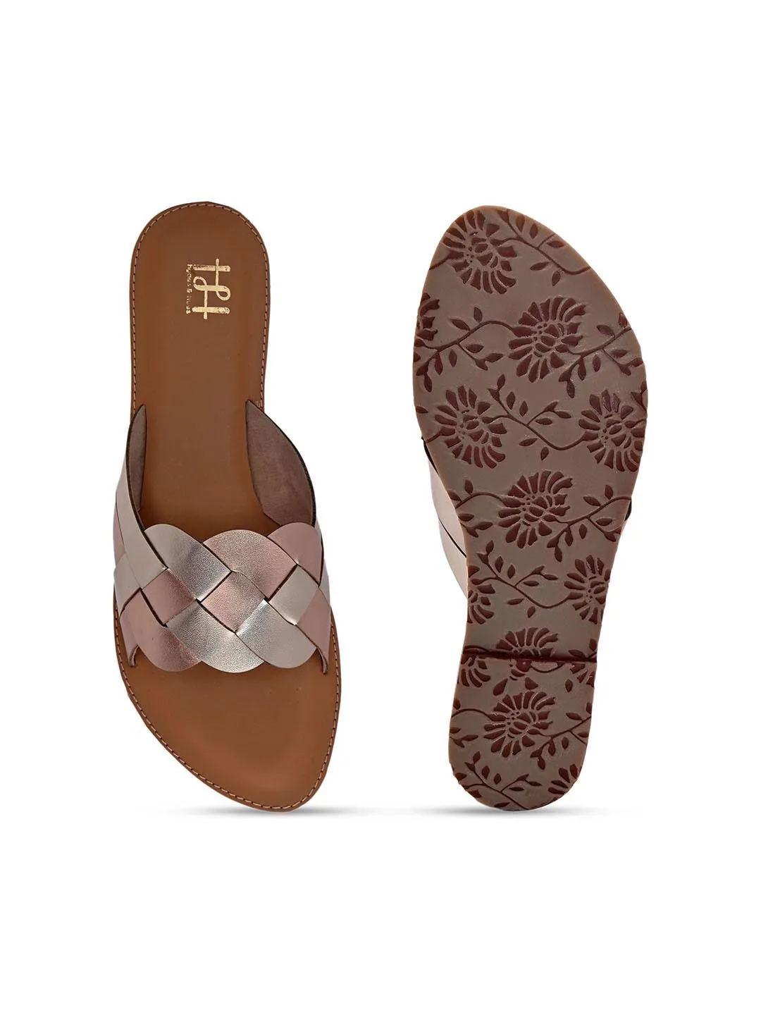 Hydes N Hues Women Pink Colourblocked Open Toe Flats