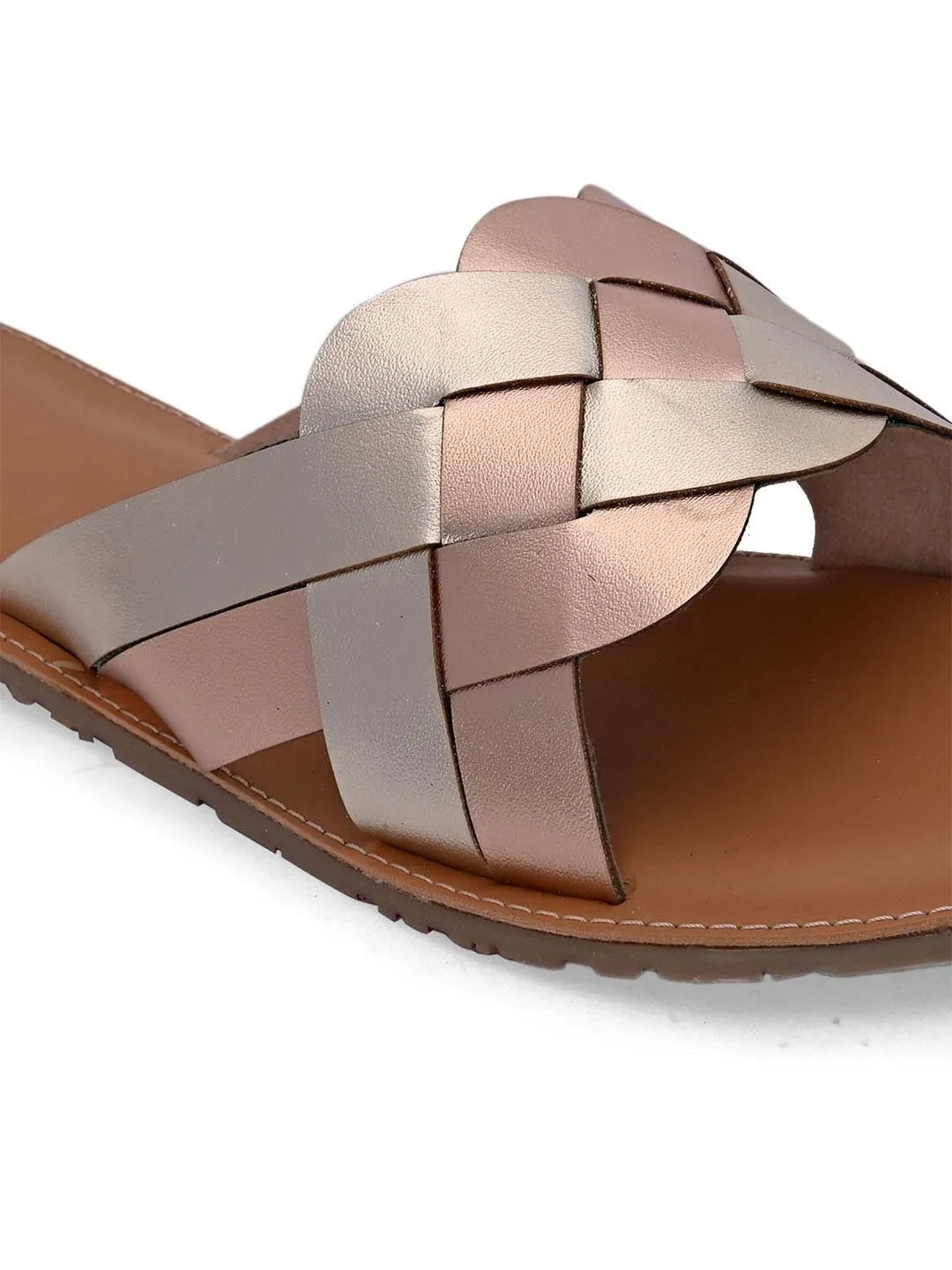 Hydes N Hues Women Pink Colourblocked Open Toe Flats