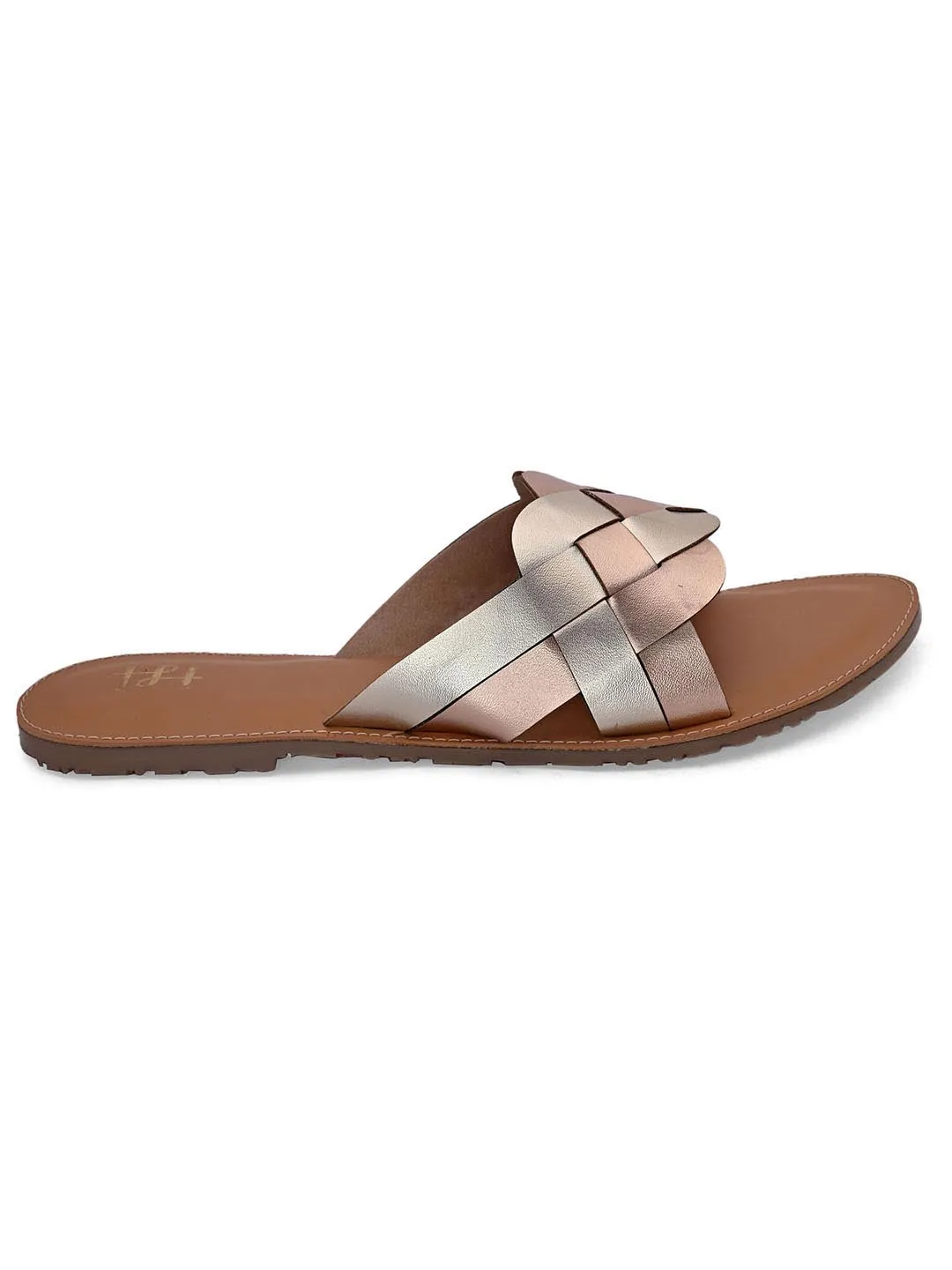 Hydes N Hues Women Pink Colourblocked Open Toe Flats