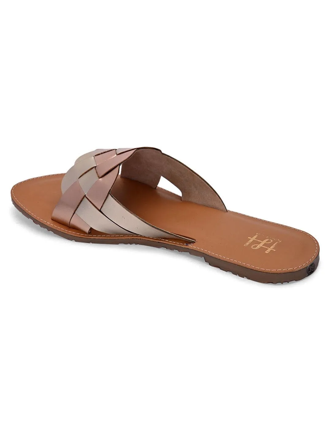 Hydes N Hues Women Pink Colourblocked Open Toe Flats
