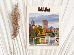 Indiana Vintage Wall Art, USA