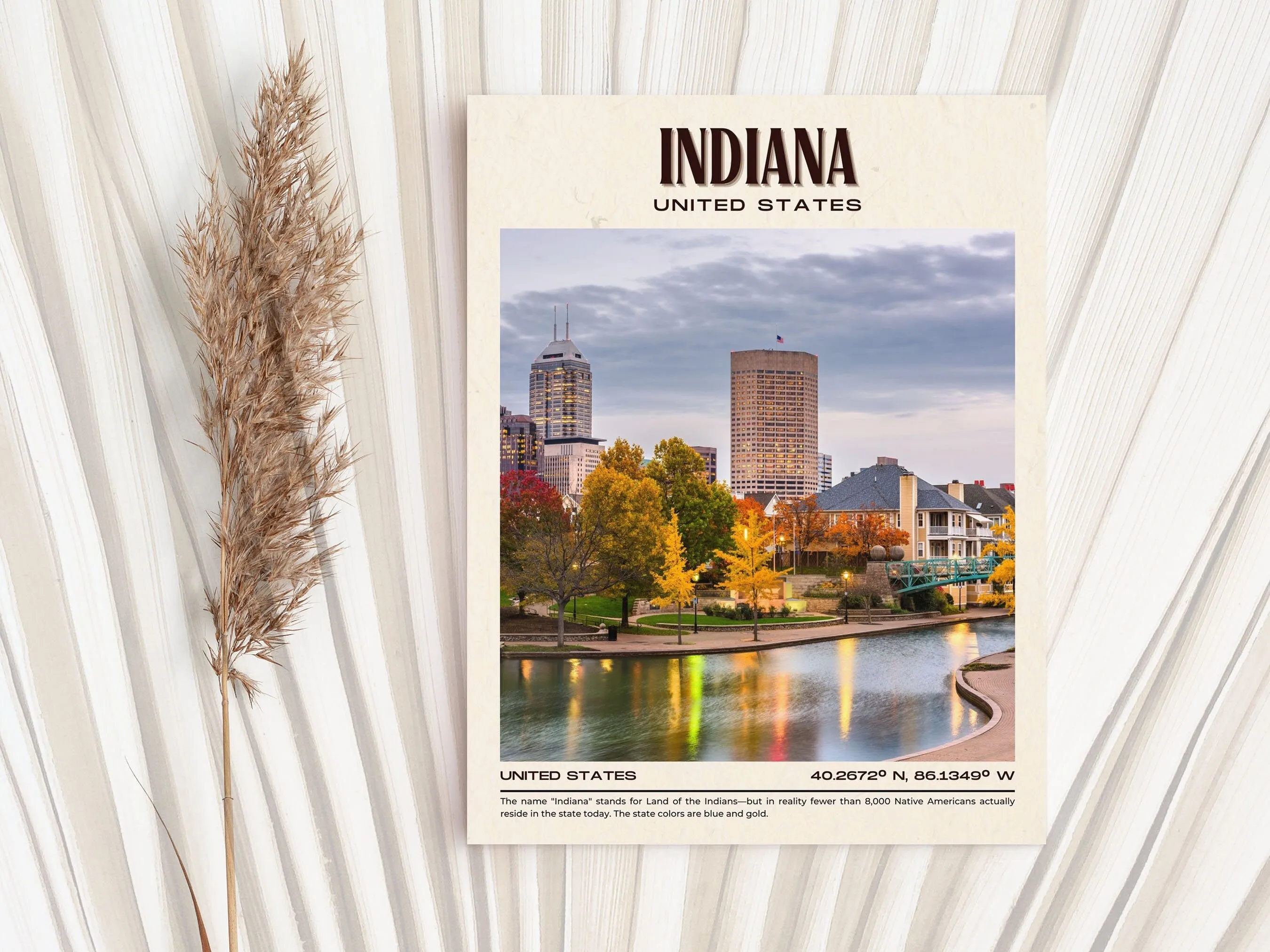 Indiana Vintage Wall Art, USA