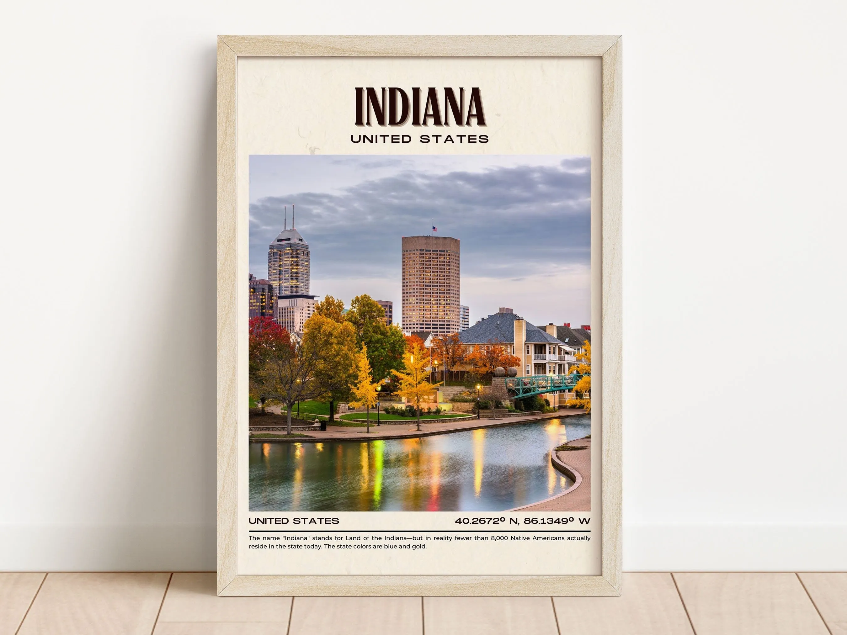 Indiana Vintage Wall Art, USA
